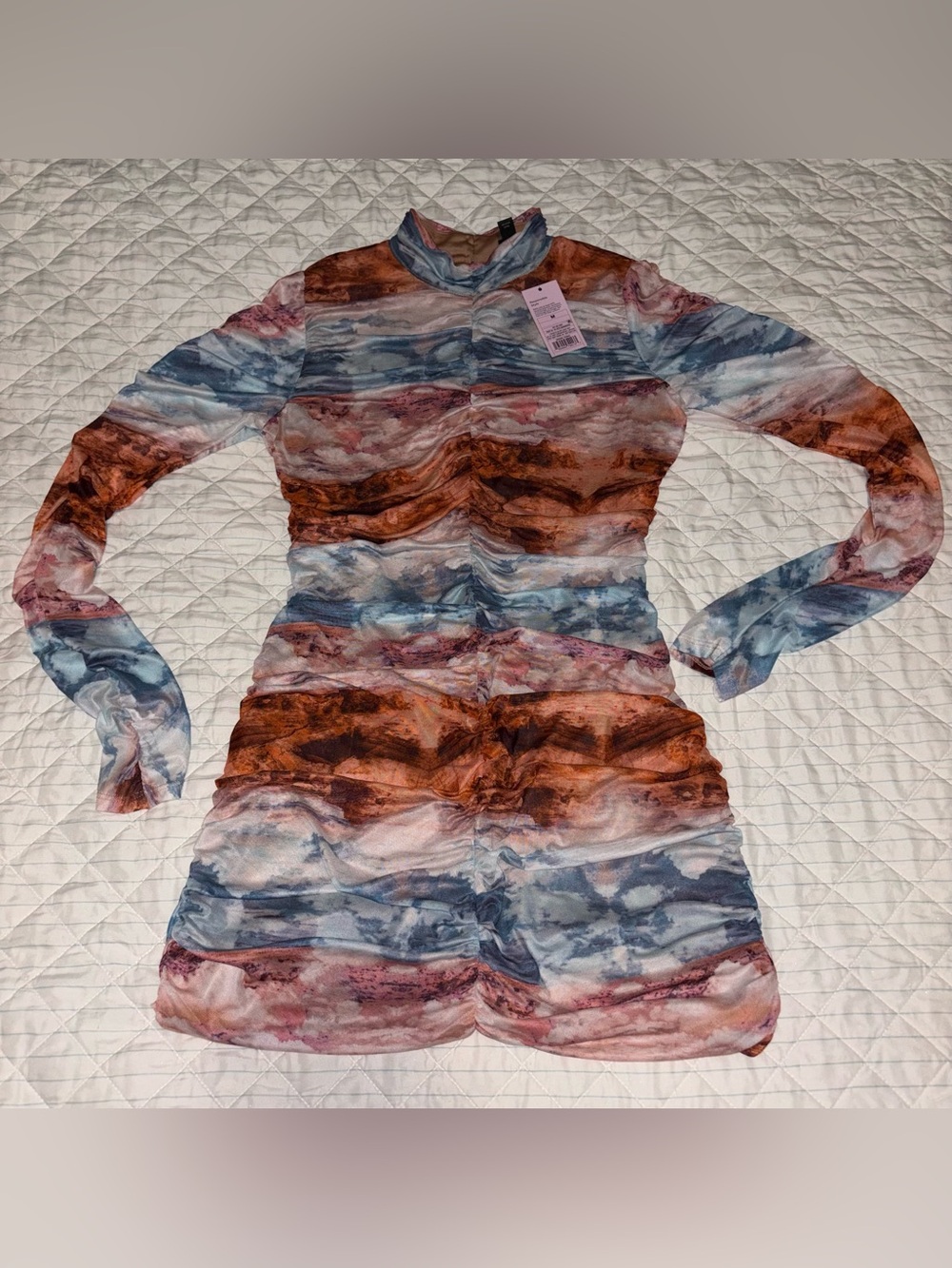 Nwt Wild Fable Desert Landscape Mesh Mini Dress